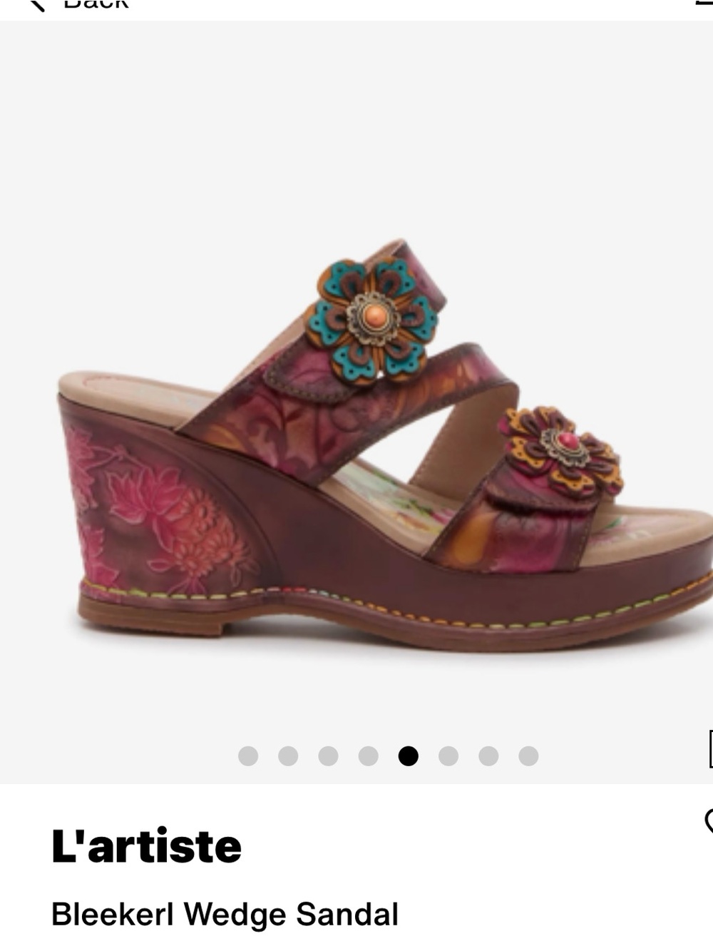L'ATISTE Multicolor Floral Leather Wedge Sandal WORN ONCE - Picture 5 of 10